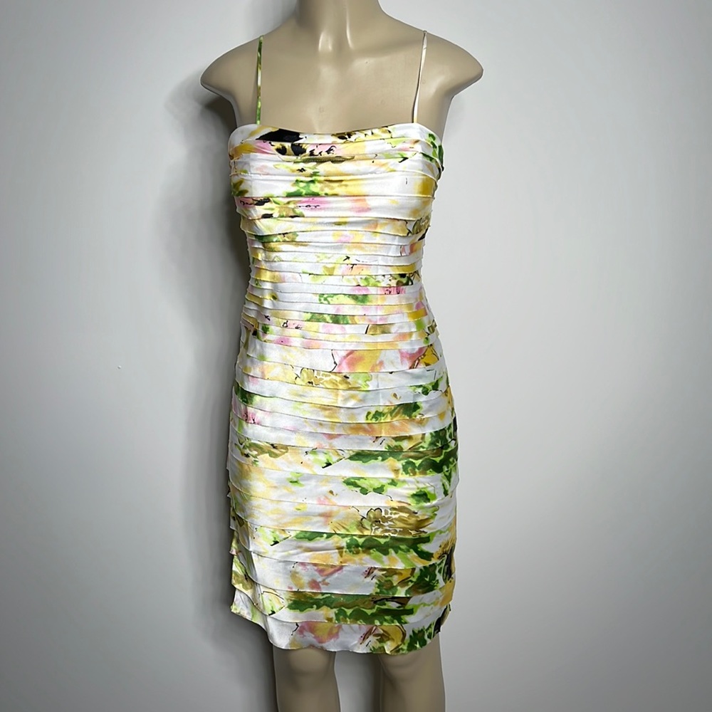 JS Collection petite size 2 floral satin dress